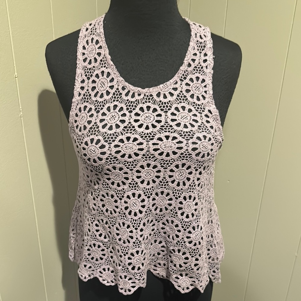 E.  Pins And Needles (Urban Outfitters) lavender crochet flared tank. NWT. XS.